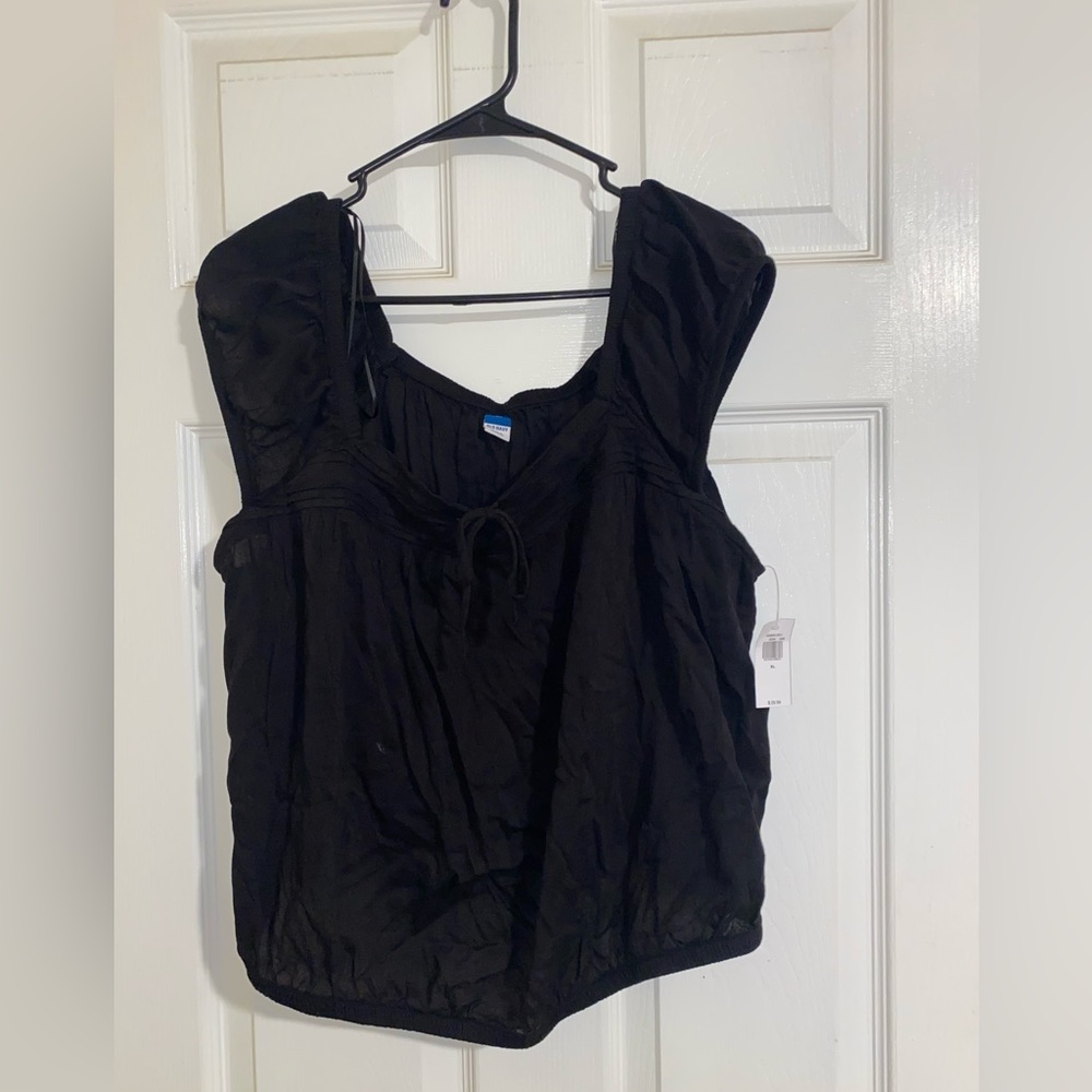 NWT!! womens black tie front blouse!